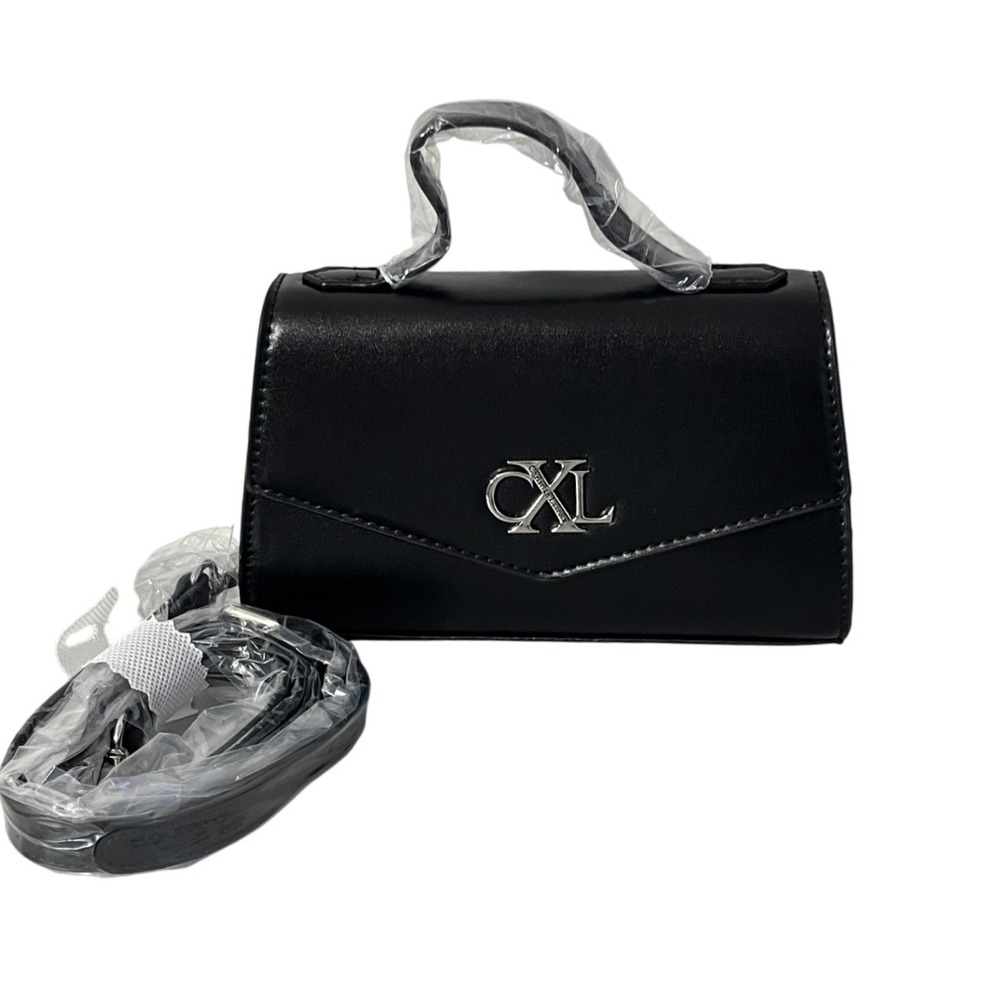 CXL Christian Lacroix Crossbody Bag Women's Small Black Laine Matte Patent - Picture 2 of 6